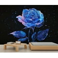 thumbnail image 2 of Large Blue Rose Mural Wallpaper - Fantasy Flower Murals For Living Room Bedroom, Rose Wall Mural 55"W x 28"H (Not Peel and Stick), 2 of 6