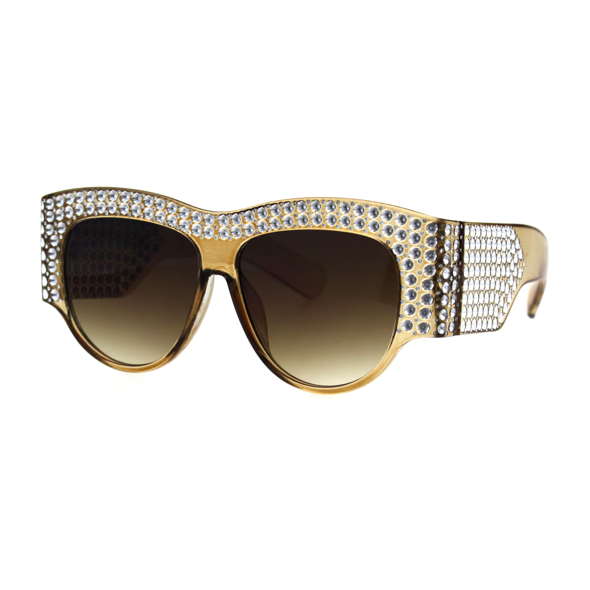 Bling Engraving Concave Foil Iced Thick Plastic Cat Eye Sunglasses