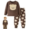 thumbnail image 5 of NIEWTR Toddler Outfits Girls Girls 2Pcs Pajamas Set with Full Length Pants Soft Loungewear Print Pullover Top & Elastic Waist Pants for 2T-5T Daily Sleep Clothes(A-Brown,2-3 Years), 5 of 9