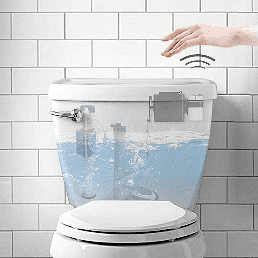 Chasse d'Eau de Toilette Automatique Sans Contact à Capteur Microvave, Trousse de Chasse d'Eau Alimentée par Piles