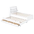 thumbnail image 4 of Twin Size Wooden LED Platform Bed with Trundle, Storage Headboard and Under-Bed Drawers, White Finish for Space Saving Bedroom Solutions, 4 of 9