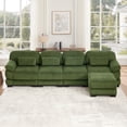 thumbnail image 4 of HUMEHA 132.3" Corduroy Modular Sofa Green 4-Seat w/ Ottoman, 4 of 15