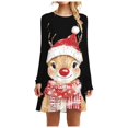 thumbnail image 4 of Drie Christmas Jumper Women's Christmas Ugly Deer Printed Sweatshirt Dress Long Sleeve Crewneck Casual Costume Black,M, 4 of 6