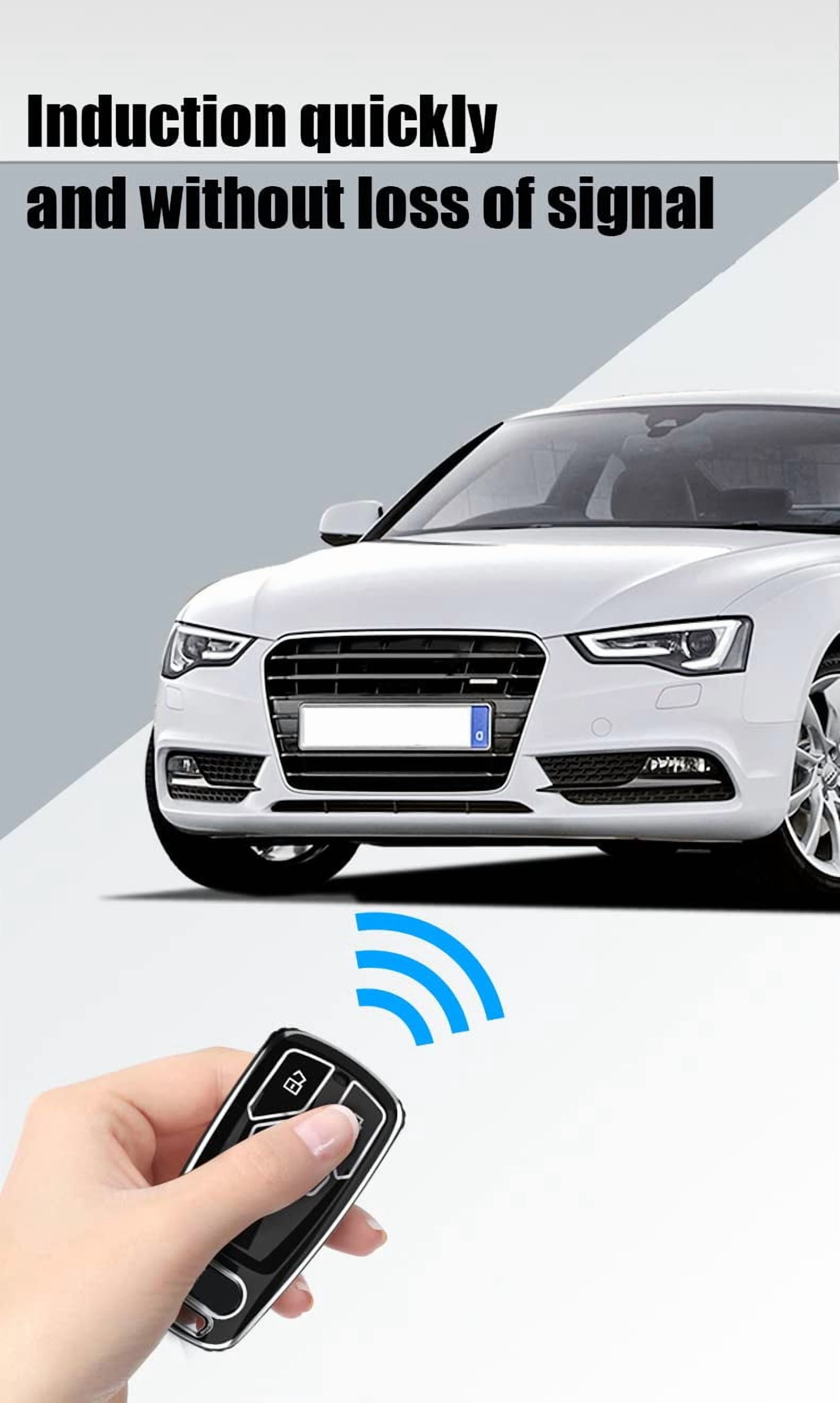 Key Fob Cover Fit for Audi A4 Q7 Q5 TT A3 A6 SQ5 R8 S5 Smart Remote Key Fob,TPU Key Case with Silver Edge