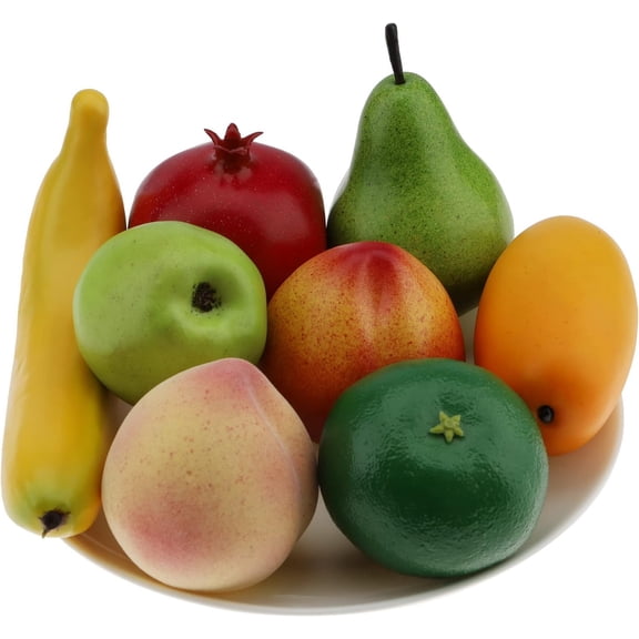 Fake Mixed Fruit Decoration Artificial Lifelike Orange Peach Apple Banana Pear Pomegranate Mango - 8 Fruits