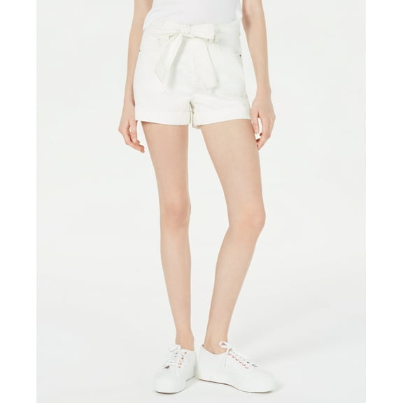 Vanilla Star Juniors Belted Utility Shorts,White,0