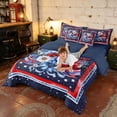 thumbnail image 4 of Manfei Watercolor Floral Bouquet Full Size Bedding Sets, Galaxy Stars Full Size Bed in a Bag, Red White Blue, Navy Reversible 7pcs, 4 of 6