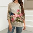 thumbnail image 5 of KDDYLITQ U.s. 250th Anniversary Shirts for Women Freedom American Flag 3/4 Sleeve T-Shirts July 4th 250th Birthday Independence Tops 250 Years Birthday Plus Size Crew Neck Tees Khaki XL, 5 of 6