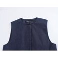 thumbnail image 5 of HH TRAF 2024 Chalecos estilo streetwear para mujer, azul marino, cuello redondo, sin mangas, de un solo pecho, chalecos de otoño, tops para mujer de moda, 5 of 5