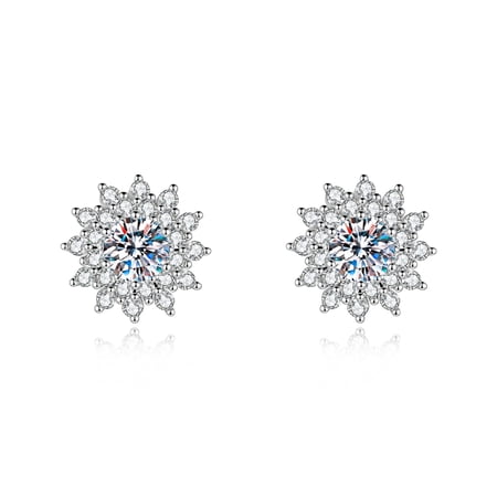 925 silver sunflower mossan zirconium diamond earrings, jewelry, gifts for mothers, wives, girlfriends, daughters, sisters and friends