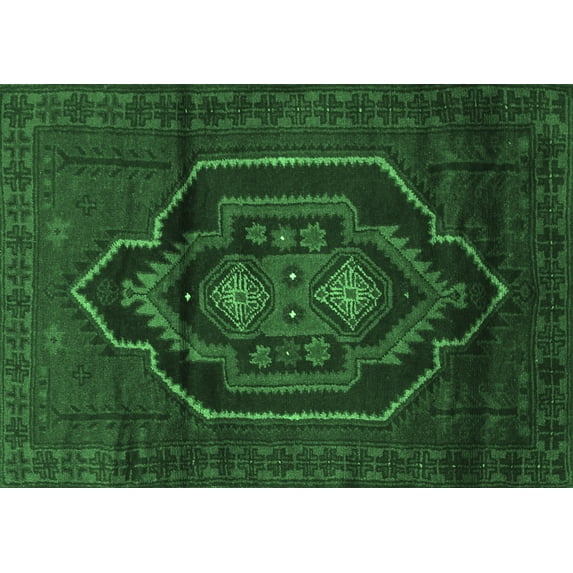 Ahgly Company Indoor Rectangle Persian Emerald Green Traditional Area Rugs, 6' x 9'