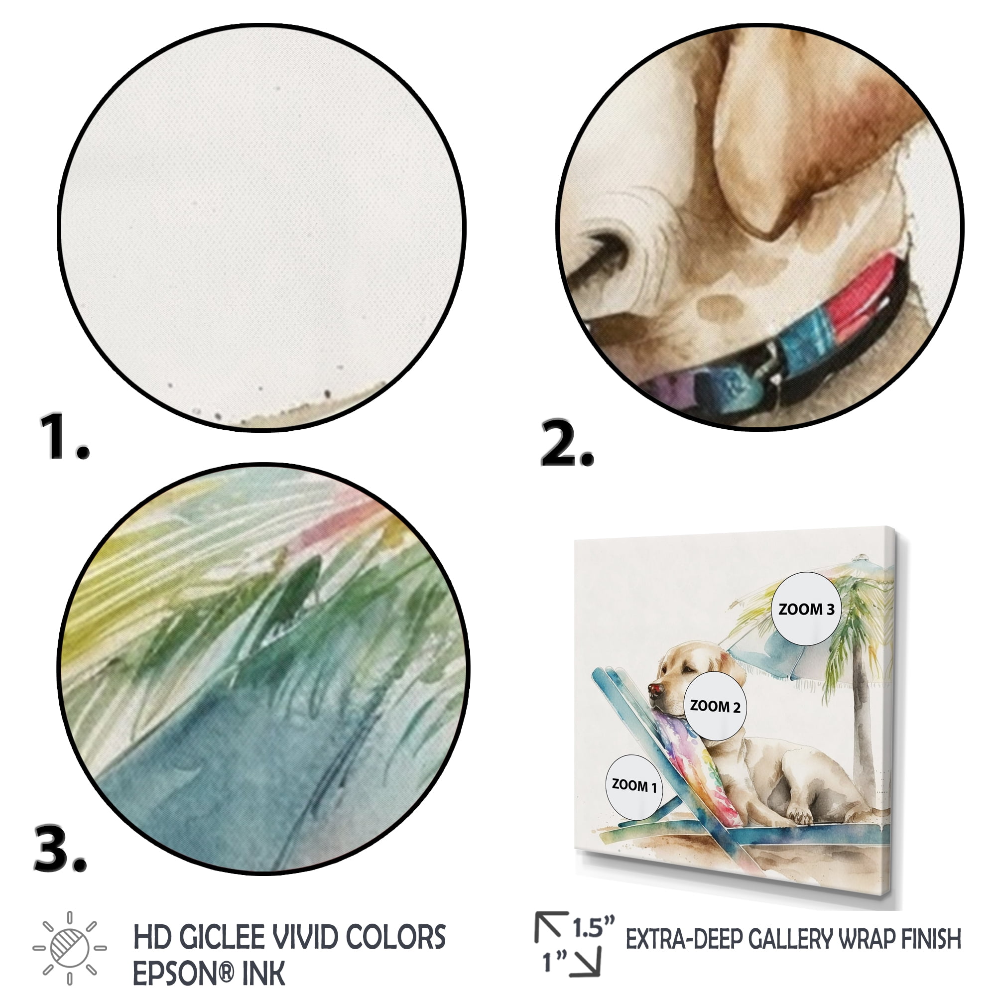 Designart Dog On Chair At The Beach I Canvas Wall Art