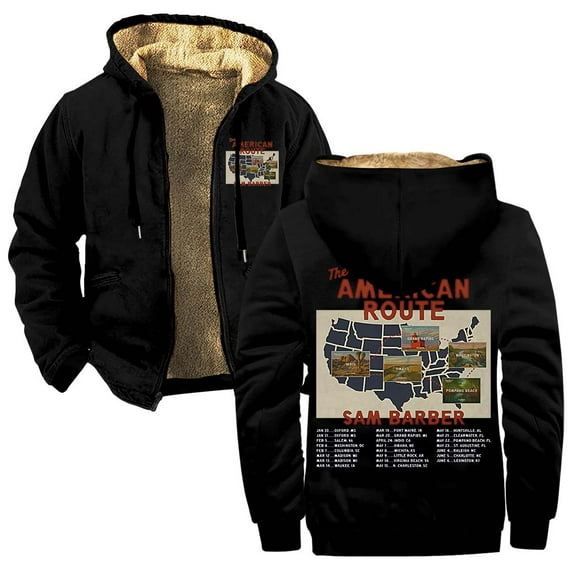 Sam Barber The American Route Tour 2026 Zipper Hoodies Women Men Jacket Parkas Long Sleeve Fashion Streetwear Coat