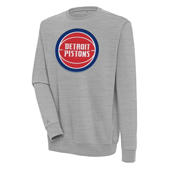 Men's Antigua Heather Gray Detroit Pistons Victory Pullover Sweatshirt