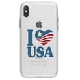 thumbnail image 1 of DistinctInk Clear Shockproof Hybrid Case for iPhone XR (6.1" Screen) - TPU Bumper Acrylic Back Tempered Glass Screen Protector - I Love USA Flag, 1 of 5