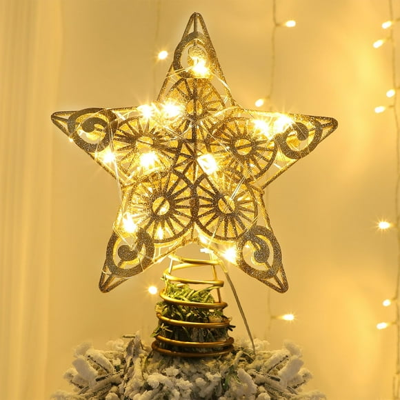Decoración para Árbol de Navidad Juegoal Estrella 20 Luces LED Doradas