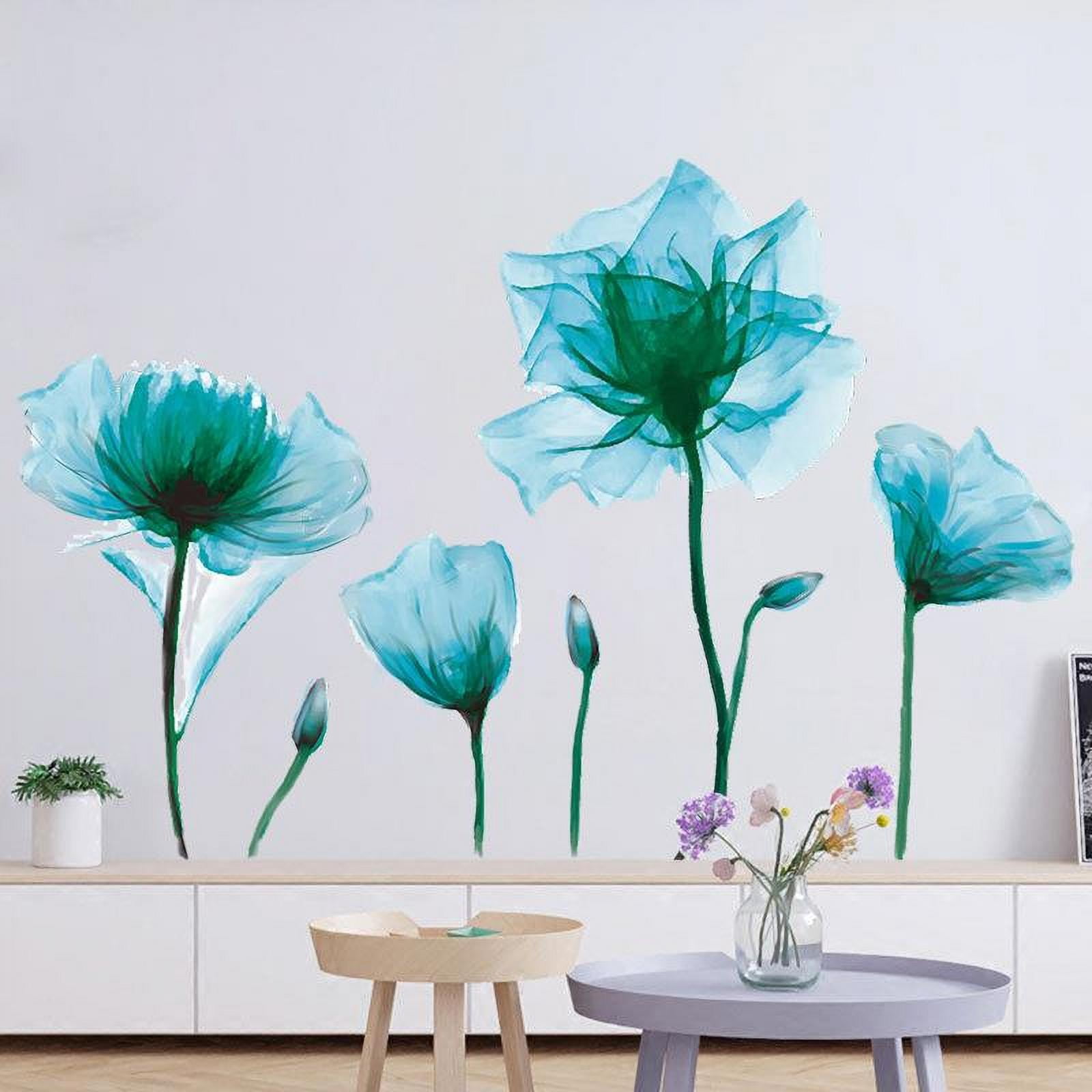 Blue Flower Wall Decals Wall Stickers Peel and Stick Removable Decal