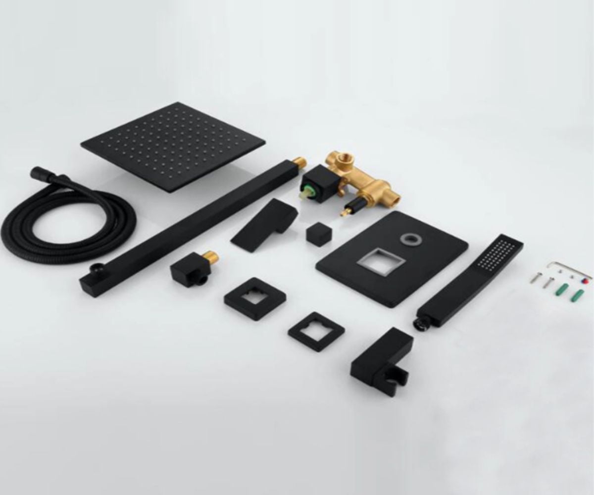 DROP Bath and Kitchen DR091031 Ensemble de douche mural carré en couleur noir