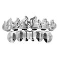 thumbnail image 2 of hip hop 18k plateado llama superior inferior personalizado boca dientes parrillas de plata blanco Sunnimix Enjuagues bucales con dientes en la boca, 2 of 5