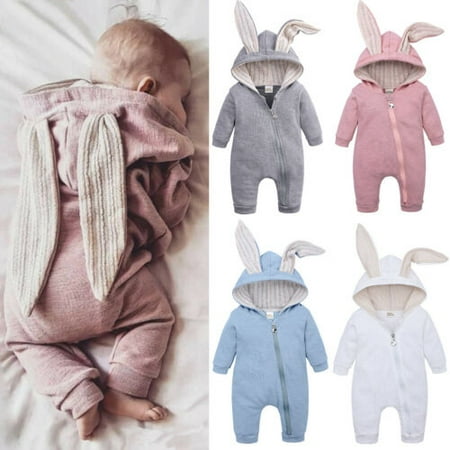 

Nokiwiqis Baby Girl Boy Top Hoodie Pocket Bodysuit Romper Long Sleeves Outfit Clothing