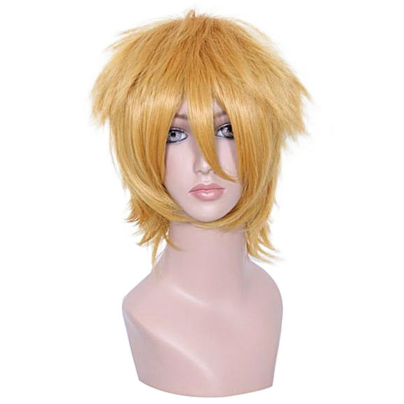 Unique Bargains Wigs for Women 13" Gold Tone Wigs with Wig Cap Short Hair