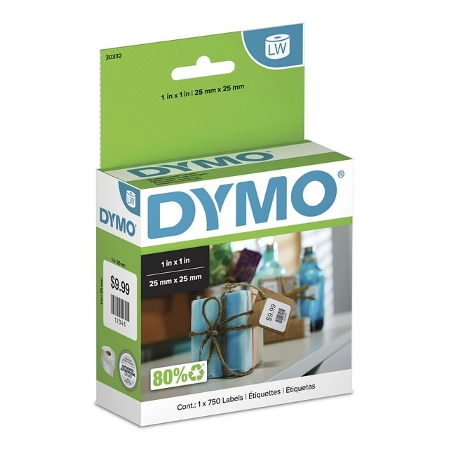 Etiquetas DYMO LW cuadradas multiusos de 1 x 1 cm para grabadora de etiquetas