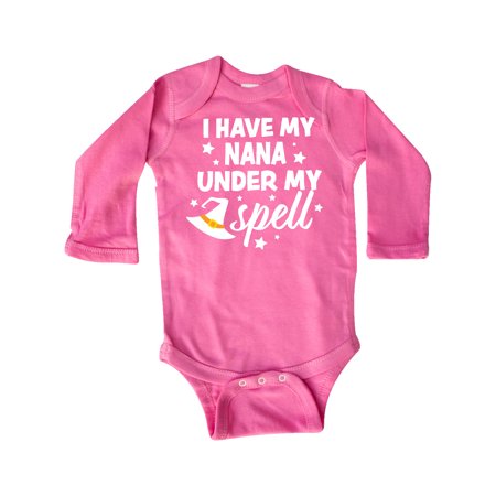 

Inktastic I Have My Nana Under My Spell with Cute Witch Hat Gift Baby Boy or Baby Girl Long Sleeve Bodysuit