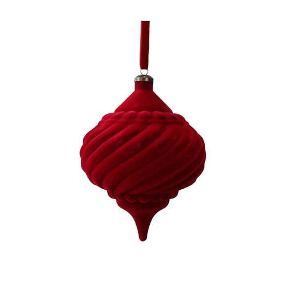 7.48" Large Velvet Christmas Ball Ornament with Ribbed Onion Design for Xmas Party Wedding Home Decor