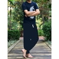thumbnail image 2 of Bohotusk Mens Plain Black Harem Pants Cord Tie Waist M/L to 2XL, 2 of 2