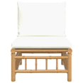 thumbnail image 3 of vidaXL Patio Middle Sofa with Cream White Cushions Bamboo, 3 of 8