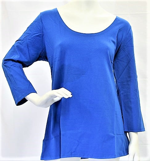 K. Jordan Women's Scoop Neck Blouse in Royal Blue - 1X