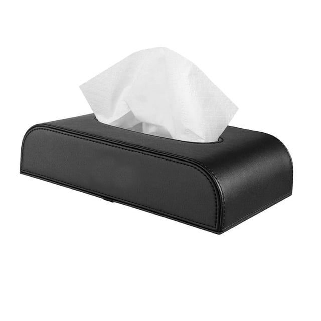 Soporte de caja de cuero PU Zulema dispensador de papel servilletero rectangular negro