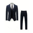 thumbnail image 4 of Finelong Men's Plaid Three - Piece Suit, Suitable for Business and Travel, 4 of 7