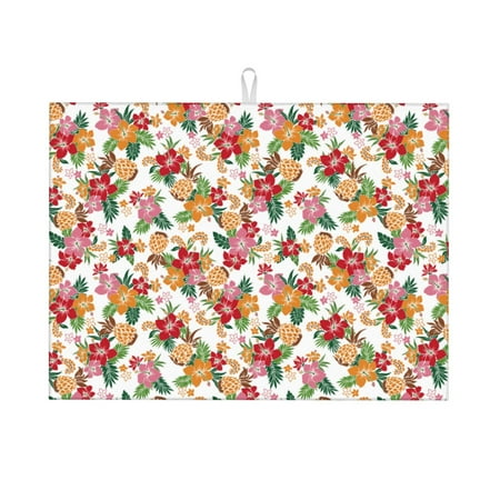 

Cauagu Dish Drying Mat 24*18 inch Absorbent Dish Drainer Kitchen Counter Dish Drying Pad for Countertops Sinks Draining Racks( Pineapple Flower)