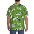 thumbnail image 5 of Naloa Cows With Calfs Green Men's Loose Fit Cuban Collar Short-Sleeve Shirt with Button-down and Chest Pocket for Everyday Wear Outings - Large, 5 of 7