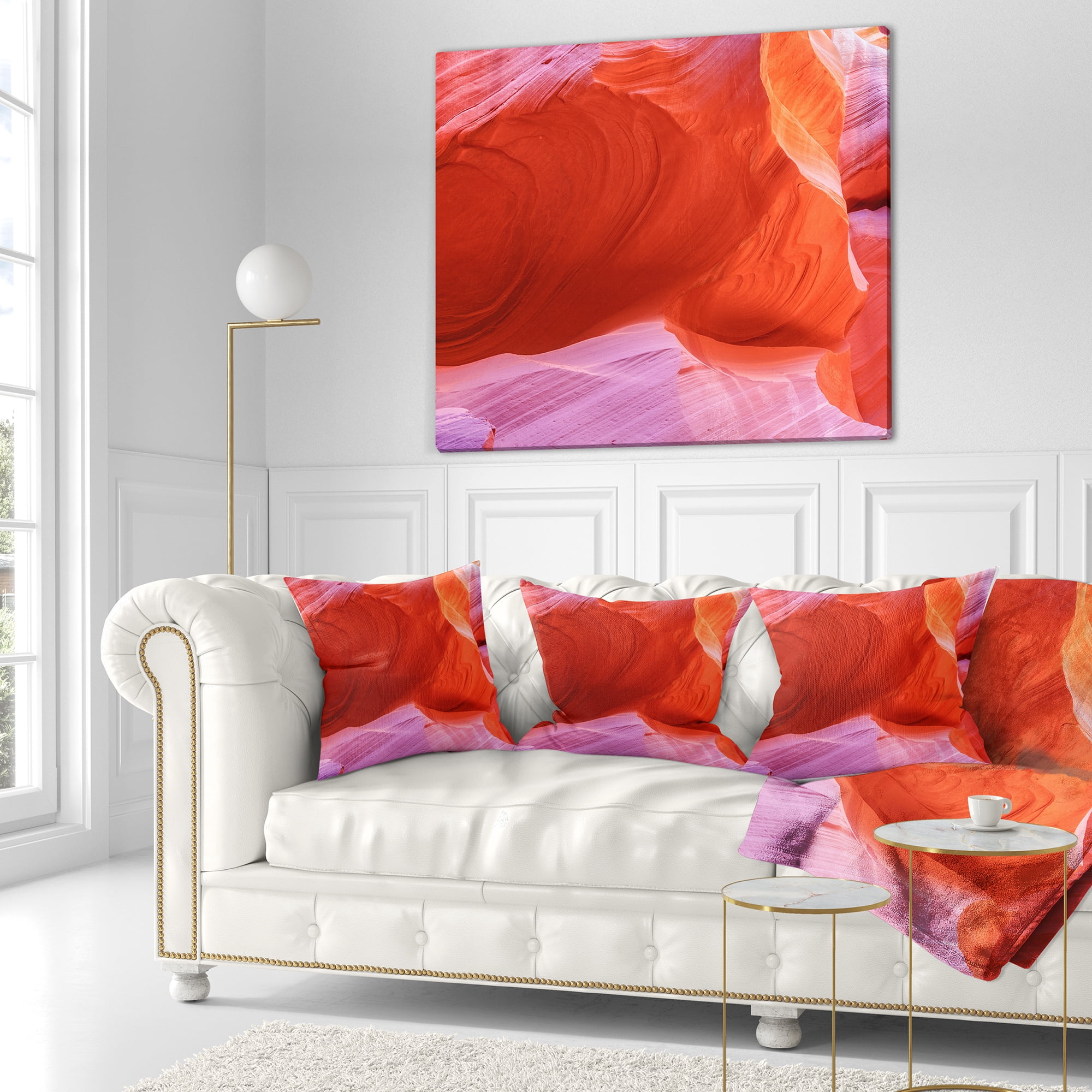 Designart Antelope Canyon Cave Inside - Landscape Photography Throw Pillow - 16x16