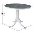 thumbnail image 6 of 36" Round Solid Wood Extension Dining Table With 2 San Remo Counter Height Stools in White/Heather Gray by International Concepts, 6 of 9