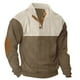 thumbnail image 1 of pstuiky manga larga para hombre, Sudadera con capucha y manga larga para hombre, estilo casual, deportiva, con cuello levantado, botones y estampado de patchwork top de hombre xl, 1 of 5