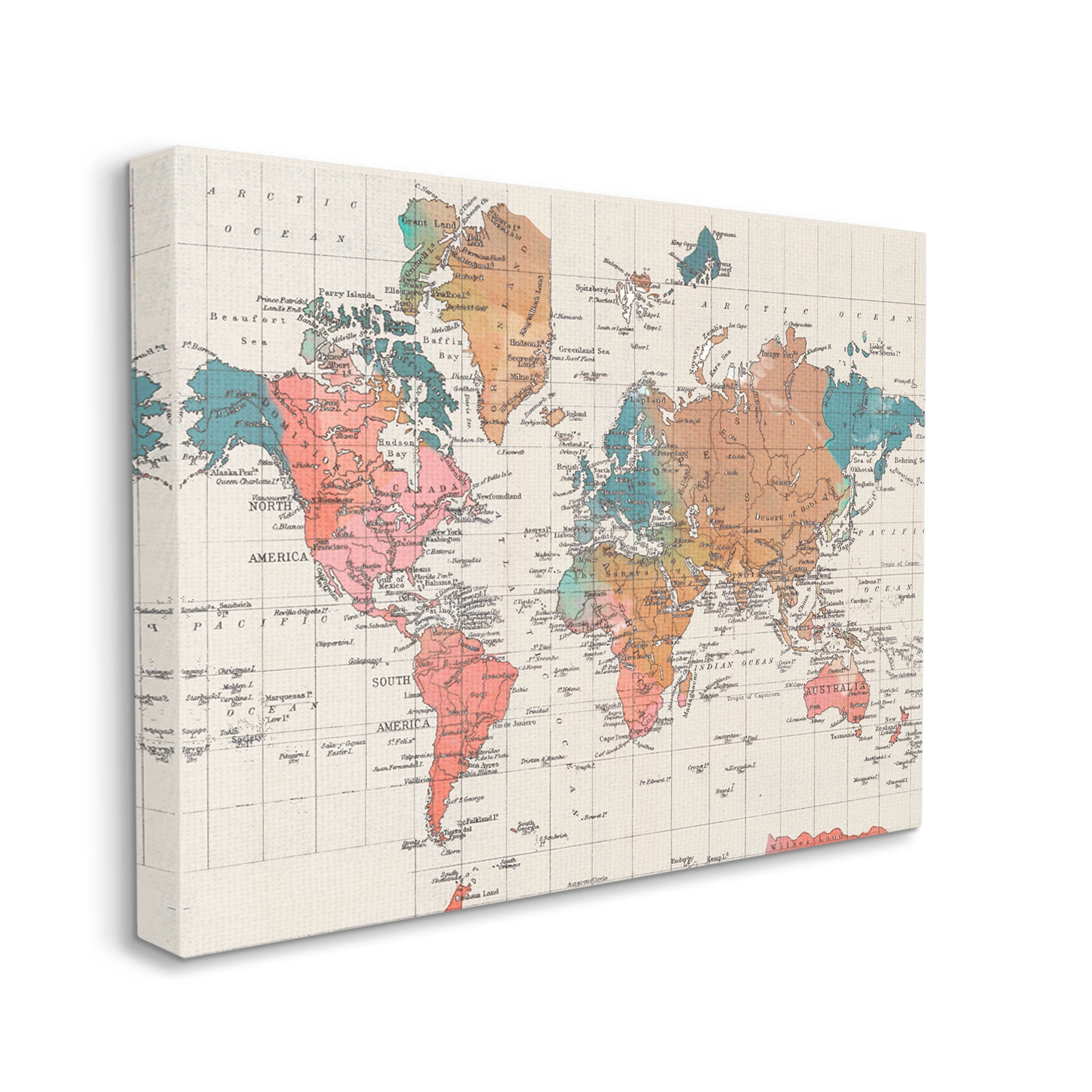 Stupell Industries Detailed Boho World Map Graphic Art Gallery Wrapped Canvas Print Wall Art, Design by Elizabeth Medley