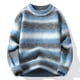 thumbnail image 3 of Suéter de rayas arcoíris de moda para otoño e invierno de 2024, suéter de lana de lujo de alta gama para hombre, suéter informal holgado para Navidad, 3 of 4