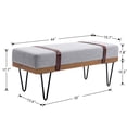 thumbnail image 5 of Guyou Modern Linen Rectangle Ottoman Bench with Two Straps and Metal Legs, Upholstered Bed End Bench Entryway Shoe Bench Dining Table Bench Footstool for Bedroom Living Room, Grey, 5 of 13