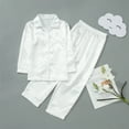 thumbnail image 4 of Matching Family Christmas Pajamas Solid Color Silk Pajamas for Family Button Down Christmas Pajamas Party Christmas Family Gifts White Pajamas for Kids Pajamas, 4 of 5