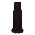 thumbnail image 3 of Txlixc, vestido largo de Color liso para mujer, vestido sin tirantes con dobladillo con adorno de felpa, vestido con abertura en la espalda, vestido doche con espalda descubierta en el pecho Txlixc  Estilo de ocio, 3 of 4