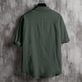 thumbnail image 2 of Yufatyle Men Short Sleeve Cotton Linen Turndown collar Casual Summer Blouse Army Green XXL, 2 of 4