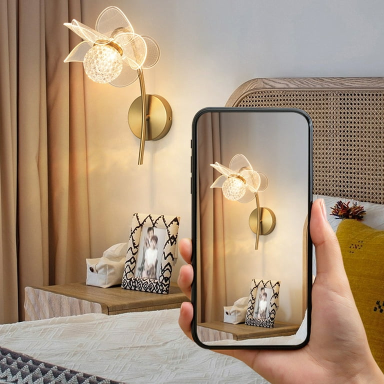 Gold Wall Sconce Flower Wall Lamp Bedroom Foyer Indoor Wall Light Flower Shaped Split Design Wall Lamp