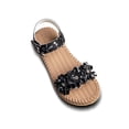 thumbnail image 5 of WAYUTE Girls Sandals Casual Thick Sole Open Toe Hook and Loop Durable Summer Beach Shoes with Floral Design for Kids Children,Black,8 Y-9 Y, 5 of 7