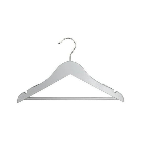 NAHANCO Wooden Suit Hanger with Bar, 14" - Low Gloss White, 100/CTN