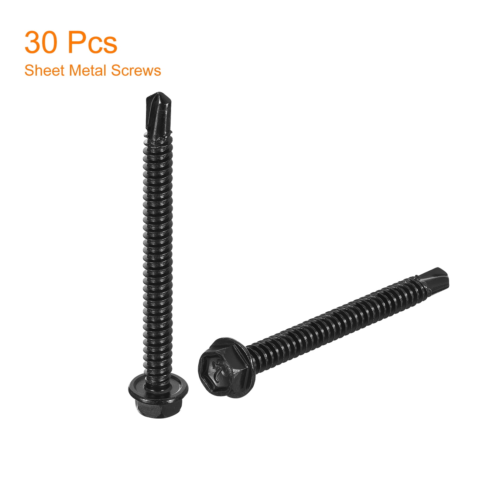 Uxcell 30Pack #14 x 3" Hex Washer Head Self Tapping Screws Sheet Metal Screws