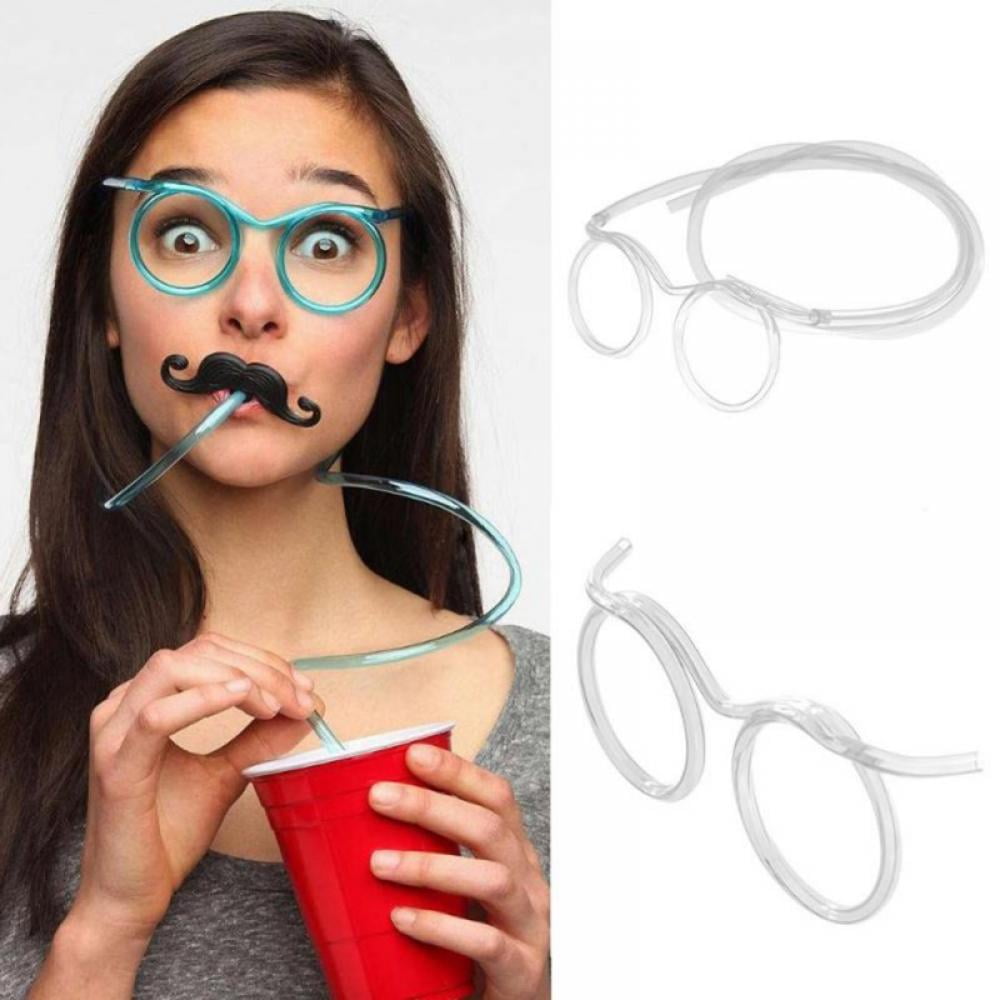 Qlhnyq 10PCS Silly Straw Glasses with Beard, Funny Soft Glasses