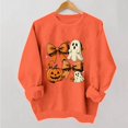 thumbnail image 5 of Mifsaly Womens Vintage Pumpkin Ghost Graphic Crewneck Sweatshirt Long Sleeve Fall Pullover Top Spooky Bow Print Casual Comfy Shirt for Autumn Season Halloween Party Orange,XXL, 5 of 5